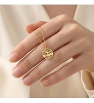 Kişiye Özel 925 Ayar Gümüş Minimal Hayat Ağacı İsim Kolye (Gold)