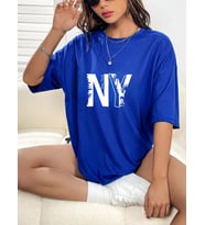 New York Baskılı Tasarım Tshirt (Mavi)