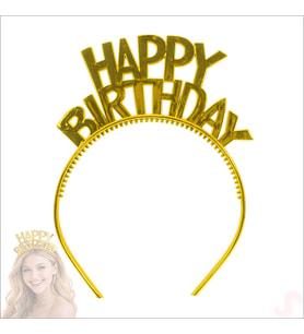 Happy Birthday Plastik Taç - Altın