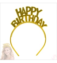Happy Birthday Plastik Taç - Altın