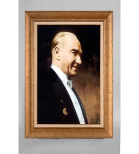 Altın Varaklı Paspartulu Çerçeveli Atatürk Tablo nt950