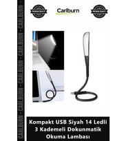 Özel Üretim Şık Esnek Pratik Masa Kompakt USB Siyah 14 Ledli 3 Kademeli Dokunmatik Okuma Lambası