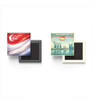 Buzdolap Magnetleri - Singapur Bayrağı ve Singapur Retro Tema - 2'li Set Magneti