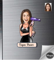 Kişiye Özel Kuaför Kadın Ahşap Magnet -3