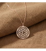 Yaşam Çiçeği Tasarım Harf Kolye 925K Gümüş (Rose)