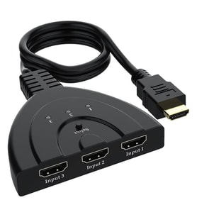 PowerMaster PM-17229 3 Giriş 1 Çıkış HDMI Switcher Çoğaltıcı Toplayıcı Aparat 30 CM Kablolu Seçme Düğmeli