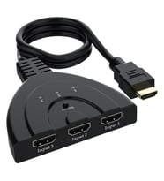 PowerMaster PM-17229 3 Giriş 1 Çıkış HDMI Switcher Çoğaltıcı Toplayıcı Aparat 30 CM Kablolu Seçme Düğmeli