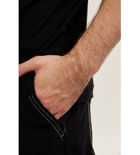 18K Altın Kaplama 2,5mm Barlı 925 Ayar Gümüş Erkek Zincir Bileklik VEB5288