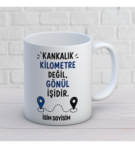 Kişiye Özel Uzak Mesafe Arkadaşlık Tasarımlı Gönül İşi Yazılı İsimli Seramik Kupa