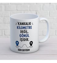 Kişiye Özel Uzak Mesafe Arkadaşlık Tasarımlı Gönül İşi Yazılı İsimli Seramik Kupa