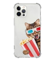 PrintiFy Apple iPhone 12 Pro Max Uyumlu Kedi 1 Baskılı Şeffaf Köşe Korumalı Antişok Kılıf