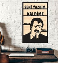 Müslüm Baba Seni Yazdım Kalbime  Ahşap Duvar Tablo