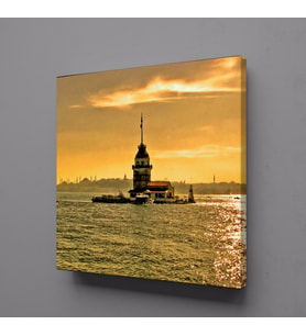 AKŞAM ÜSTÜ KIZ KULESİ MANZARASI KANVAS TABLO 25x25cm (Karışık)