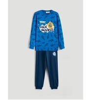 LCW Kids Mavi Bisiklet Yaka Real Madrid Baskılı Erkek Çocuk Pijama Takımı
