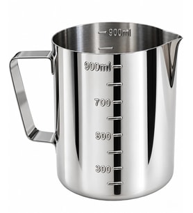 Premium Paslanmaz Çelik Ölçü ve Karıştırma Kabı 900 ml – Sütlük, Süt Potu, Barista Ölçü Kabı