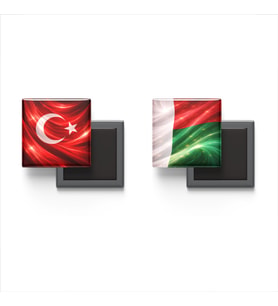 Buzdolap Magnetleri - Madagaskar Bayrağı ve Türk Bayrağı - 2'li Set Magneti
