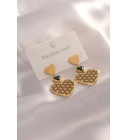 Çelik Gold Renk Kalp Model Motif İşleme Kadın Küpe