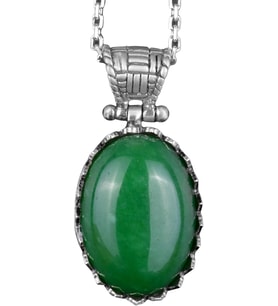 Gerçek Doğal Taş Kolye - 925 Ayar Gümüş Kolye (Jade)