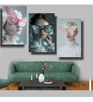 3 LÜ MODERN SANAT KELEBEKLER Ev Duvar Salon Güzellik Salonu Ofis Dükkan Dekarasyon Kanvas Tablo (Çok Renkli)