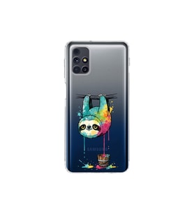 Samsung Galaxy M31s ile Uyumlu Splash Tembel Hayvan Tasarımlı Şeffaf Silikon Kılıf