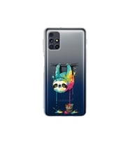 Samsung Galaxy M31s ile Uyumlu Splash Tembel Hayvan Tasarımlı Şeffaf Silikon Kılıf
