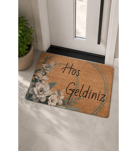 Valerine Life Beyaz Su Zambağı Hoş Geldiniz Ev işyeri iç Dış Kapı Önü Paspası 45x70cm