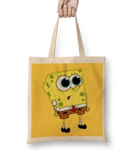 Sünger Bob Sponge Bob 013 Bez Çanta Uzun Saplı