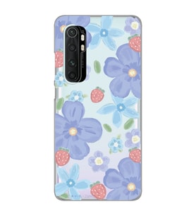 Xiaomi Mi Note 10 Lite Uyumlu Çiçek ve Çilek Desenli Şeffaf Telefon Kılıfı