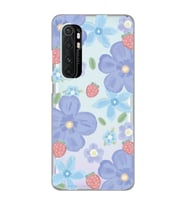 Xiaomi Mi Note 10 Lite Uyumlu Çiçek ve Çilek Desenli Şeffaf Telefon Kılıfı