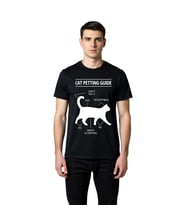 Erkek Kedi Okşama Rehberi Grafik Baskılı Kısa Kollu Günlük Tişört Komik Tasarım Rahat Modern Şık