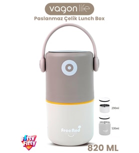 820 ML Sızdırmaz 2 Kaseli 304 Paslanmaz Çelik Lunch Box Yeni Nesil Sefer Tası Kaşıklı Askılı -1267820