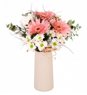 Pembe Gerbera ve Papatya Vazosu