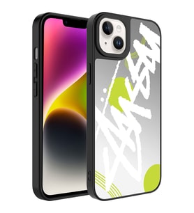 Apple iPhone 14 Kılıf Aynalı Desenli Kamera Korumalı Parlak Zore Mirror Kılıf Yazı