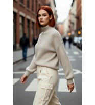 Kadın Oversize Kalın Dik Yaka Triko Kazak Kışlık Soğuk Havalarda Konforlu Günlük Stil Kaliteli