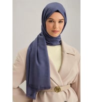 Viscon Kazayağı Desen Şal 3 (İndigo Mavi)