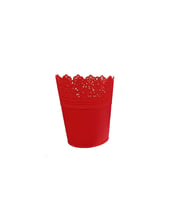 Saksı Dantelli Plastik Yuvarlak Model  Kırmızı