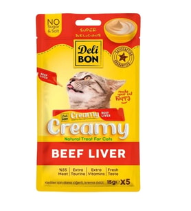 Kedi Ödül Maması - Creamy - Dana Ciğerli - 15 gr 5'li - Delibon