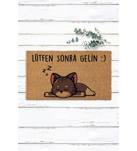 Lütfen Sonra Gelin Kedili Esprili Kapı Önü Paspası Koko Paspas Kıl Paspas Yazılı Paspas