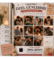 12'li Kare Fotoğraf Magneti Sevgiliye Takvimli Kişiselleştirilebilir Romantik Hediye Seti