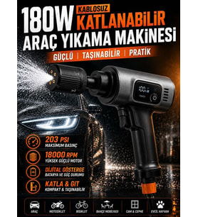 180W 18000RPM 203PSI Katlanabilir Araç Yıkama Makinesi Dijital Göstergeli Basınçlı Su Pompası