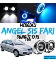 Ford Focus 2 2004-2008 Uyumlu Mercekli Angel Sis Farı Metal 76 mm Buz Mavi Halkalı Gündüz Farı 2 Ad