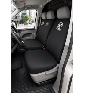 Volkswagen Transporter 5+1 - Siyah Penye Oto Koltuk Kılıfı - Marka Logo Baskılı