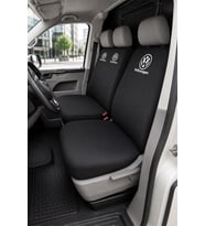 Volkswagen Transporter 5+1 - Siyah Penye Oto Koltuk Kılıfı - Marka Logo Baskılı