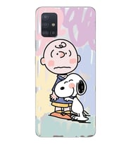 Samsung Galaxy A51 Uyumlu Snoopy ve Charlie Brown Tasarımlı Şeffaf Telefon Kılıfı