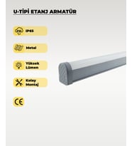72W U Tipi Etanj Armatür 6500K Beyaz Işık - IP65