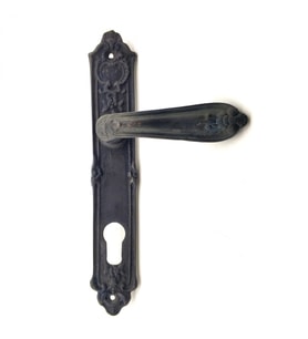 Antika Tarz Dekoratif Pirinç Çiçekli Oda Kapı Kolu - 240x40 Mm, Oksit