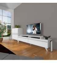 Decoraktiv Ekoflex On Mdf Retro Tv Ünitesi Tv Sehpası - Parlak Beyaz