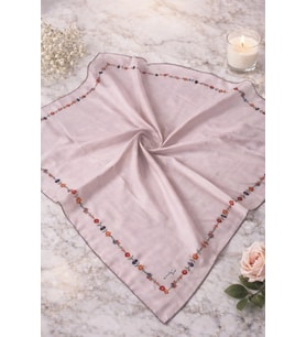 Bonjela Soft Eşarp Minimal Çiçek Desen Pudra