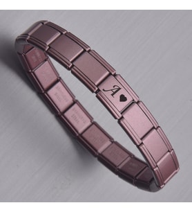 Purble Harfli Kalpli Kadın İtalyan Charm Bileklik Takı Hediyelik