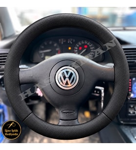 Volkswagen Polo 6N2 9N Dikme Direksiyon Kılıfı Premium Komple Delikli Deri Siyah Dikiş 3 Kollu Sportline 1999-2005